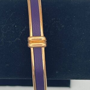 Italia Milor New With Tags Bangle Bracelet Rose Bronze Purple Leather Inlay